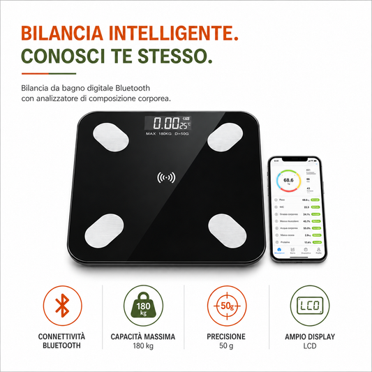 Bluetooth Smart Digital Body Scale – With Body Composition Tracker & App Sync