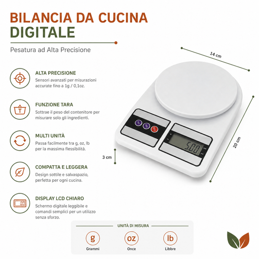Basic Digital Kitchen Food Scale - Measures in g, oz and lb