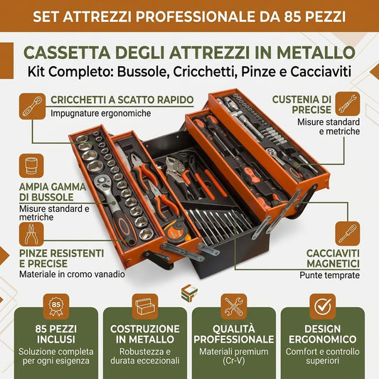 85-Piece Professional Cantilever Tool Box - Durable and Easy Carry
