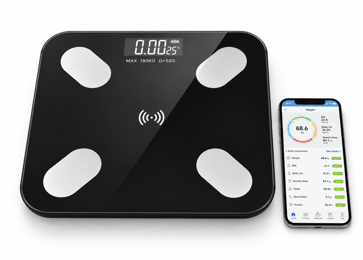Bluetooth Smart Digital Body Scale – With Body Composition Tracker & App Sync