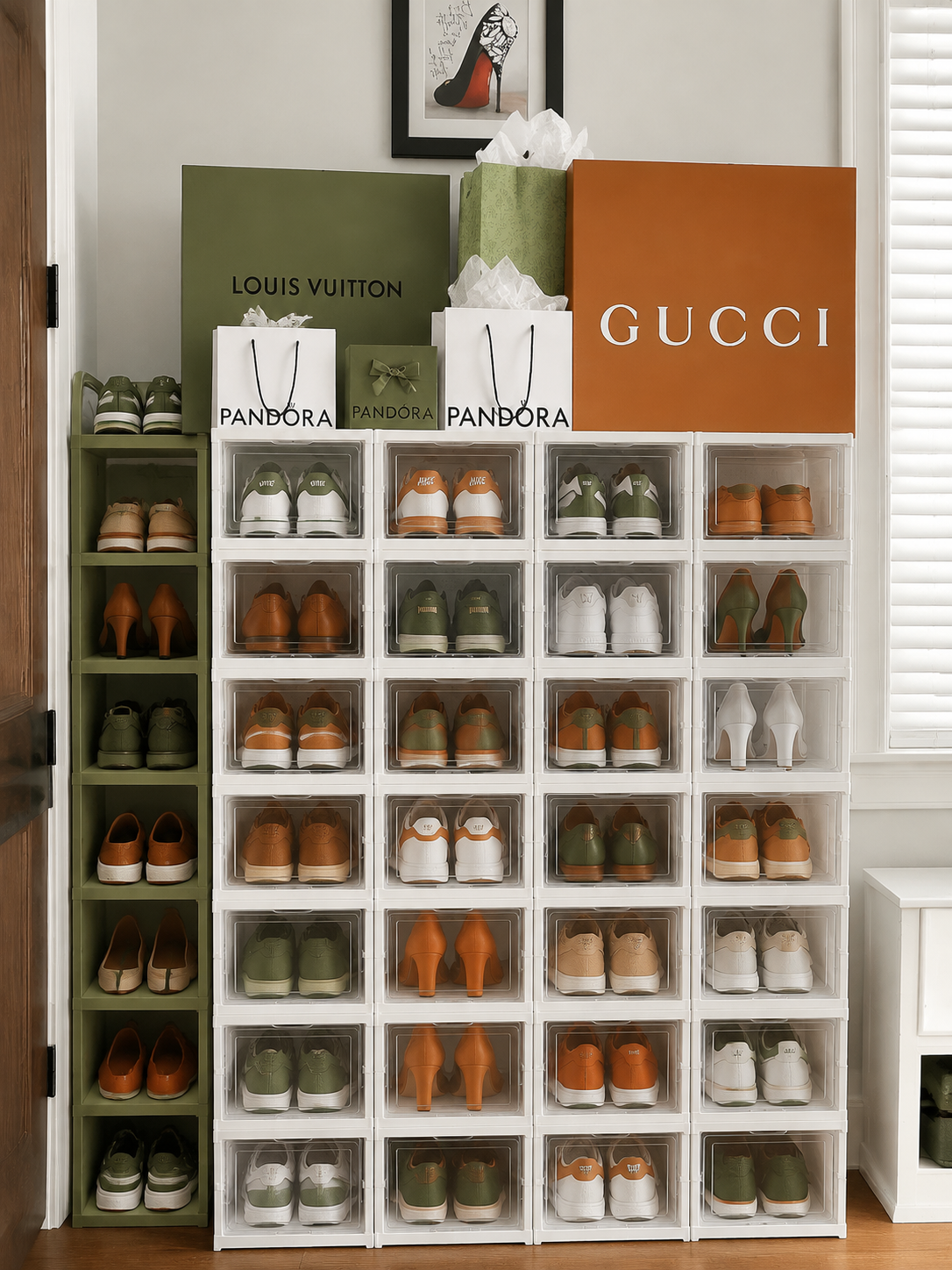 Foldable 6-Tier Shoe Storage Organizer | Stackable Shoe Rack with Window