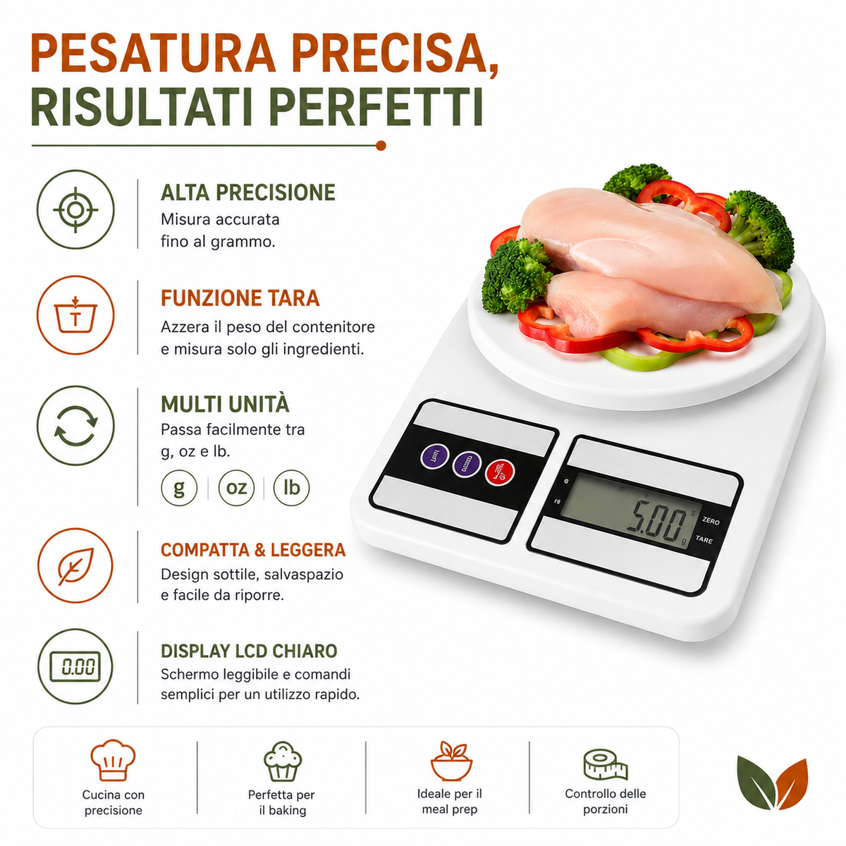 Basic Digital Kitchen Food Scale - Measures in g, oz and lb