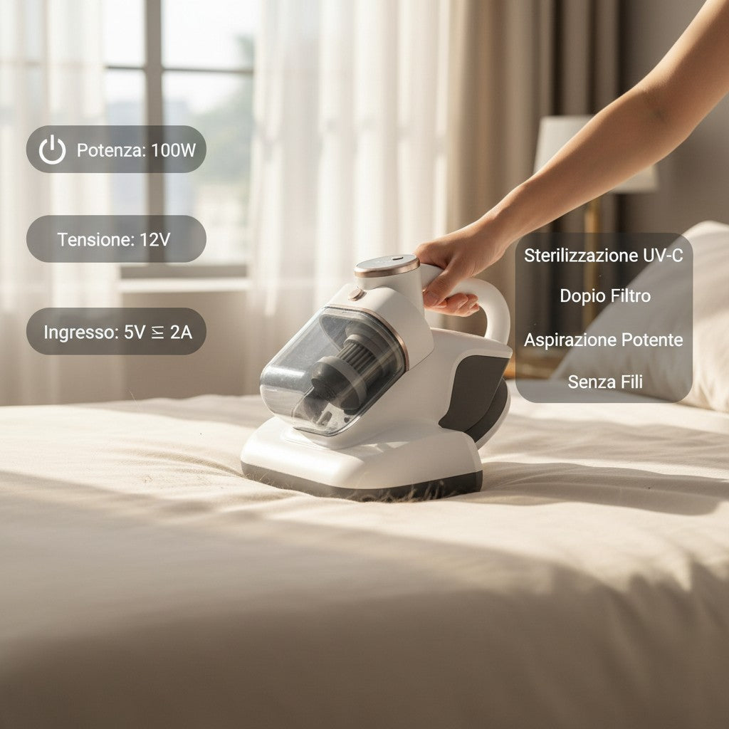 Portable Cordless Mattress Vacuum Cleaner for Mattresses, Sofas & Pillows