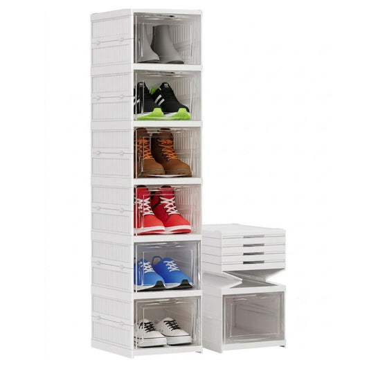 Foldable 6-Tier Shoe Storage Organizer | Stackable Shoe Rack with Window